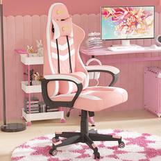 Portland Portland Pink PVC Leather Swivel Gaming Chair