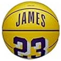 Wilson Basketball, NBA Player Mini, LeBron James, Los Angeles Lakers, Outdoor and indoor, Size: 3, Yellow/Purple