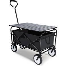 Utility Wagons Yssoa Collapsible Garden Cart/Wagon with Aluminum Alloy Table,Heavy Duty Folding Wagon with Aluminum Table Plate,Wagon Cart for Camping Picnic Outdoor