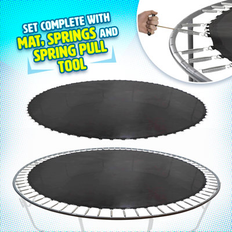 Trampolines Upper Bounce Machrus Trampoline Replacement Mat Set w/ Mat, Springs, V-Rings & Spring Pull Tool 0.2 H x 160.63 W x 160.63 D in s- Multi Color