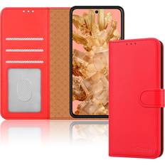 iCatchy Red Google Pixel 8 Case, RFID Blocking Phone Cover