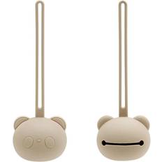 Teddy Pacifier Pouch In Silicone Beige