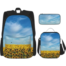 Men School Bags Coaee Blooming Sunflower Field Casual Lightweight Backpack - Black