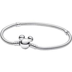 Plata Pulseras Pandora Disney Mickey Mouse Clasp Moments Snake Chain Bracelet - Silver