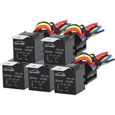 EPAuto 5 Pack 30/40 AMP Relay Harness Spdt 12V, 5PIN SPDT Bosch Style