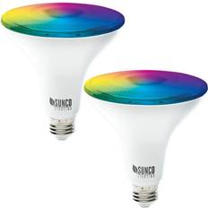 Sunco Lighting PAR38 Alexa Compatible Smart LED Bulbs, WiFi Color Changing Outdoor Flood 13W, RGB Tunable White CCT, Dimmable, with Amazon Alexa & Google Assistant, No Hub Required 2 Pack