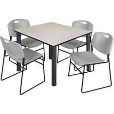 Metal Dining Sets Regency "Kee 48" Square Maple/Black/Grey Dining Set 48x48" 5