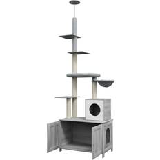 Pawhut 2 in 1 to Ceiling Cat Tree with Litter Box