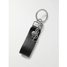 Saint Laurent Keychains Saint Laurent Leather and Burnished Silver-Tone Key Fob - Men - Black
