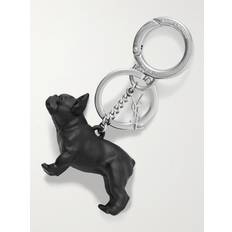 Saint Laurent Keychains Saint Laurent Silver-Tone and Resin Key Fob - Men - Black
