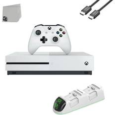 Xbox Series S Game Consoles Xbox Microsoft Xbox One S 500GB Gaming Console White with HDMI Cable Controller Charging Station BOLT AXTION Bundle Used