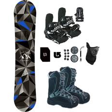 Snowboard Bindings Symbolic 2024 Symbolic Arctic Snowboard, Bindings, and Boots Package Discs, Screws,Leash, Stomp, Mask, with Burton Decal Men Women Kids Regular-Wide 150cm, Women Boot & White Binding