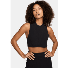 NIKE Nero Canottiere Nike Sportswear Chill Knit Rib Crop Tanktop - Donna - Nero