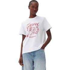 Ganni T-Shirts Ganni Relaxed Bunny T-shirt in White 2XS Organic Cotton Women's White 2XS