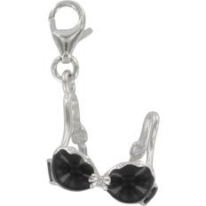 Rodium Berlocker & Hängen Les Trésors de Lily [Q4887] Silver charm pendant 'Soutien-Gorge' black silver rhodium plated 15x14 mm