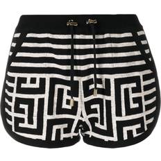 Femme - Laine Shorts Balmain Striped Monogram Shorts - Black/Ivory