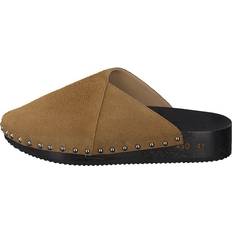 Marrone - Uomo Zoccoli Sabot Wooden Clog Senape Rough - Marrón