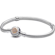 Pandora Gold Bracelets Pandora Moments Logo Clasp Snake Chain Bracelet - Silver/Gold