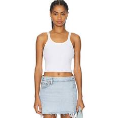 Cropped Shirts Re/Done Cropped Ribbed Tank - White