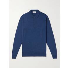 Merino Wool Polo Shirts John Smedley Belper Slim-Fit Merino Wool Polo Shirt Men Blue