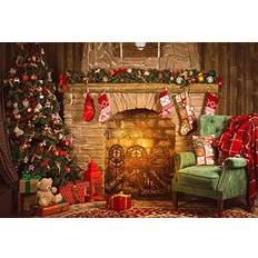 Photo Backgrounds Yeele Yeele 10x8ft Christmas Backdrop for Photography Photo Background Xmas Gifts Tree Fireplace Stocking Bear Lantern Chair Backdrop Party Banner Child Kid Adult Portrait Shooting Studio Props