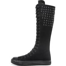 Canvas High Boots Momuk Long Rivet - Black