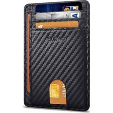 Wallets Buffway Slim Minimalist Front Pocket RFID Blocking Leather Wallets for Men Women - Carbon Fiber Black