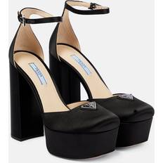 Prada Pumps Prada Satin Platform Pumps - Black
