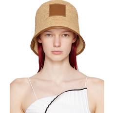 Jacquemus Læder Raffia Bucket Hat - Beige