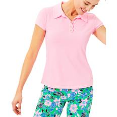 Nylon - Vrouw Polo's Lilly Pulitzer Women's Short Sleeve Frida Scallop Polo, Medium, Lunar Blue