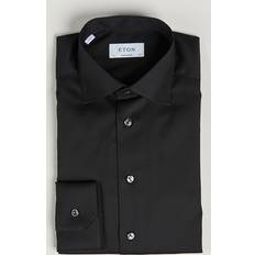 Eton Shirts Eton Cotton Twill Slim Fit Cutaway Collar Shirt - Black