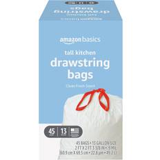 Basics Tall Kitchen Drawstring Trash Bags, Clean Fresh Scent, 13 Count