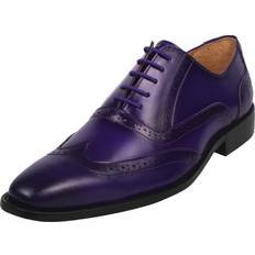 Purple Oxford Libertyzeno LIBERTYZENO Mens Wingtip Classic Genuine Leather Formal Oxford Shoes Purple