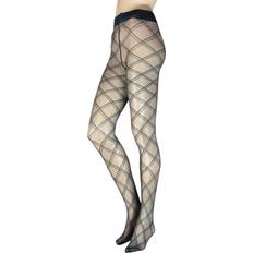 Grey - Women Tights SockShop Ladies Pair Trasparenze Phuket Lurex Sparkle Diamond Check Tights Grey