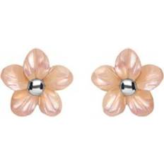 Quartz Earrings C. W. Sellors Sterling Silver Pink Mother of Pearl Tuberose 8mm Pansy Stud Earrings Silver