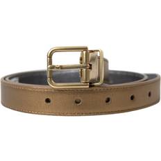 Guld - Herre Bælter Dolce & Gabbana Metallic Gold Leather Belt Timeless Men's Elegance