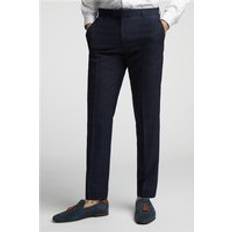 Alexandre Of England Alexandre of England Navy Blue Textured Check Tailored Fit Men's Trousers Navy 46R