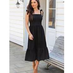 Pour Moi Laura Jersey Tie Strap Tiered Dress Black, Black, 14, Women