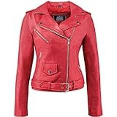 Nike URBAN LEATHER Damen Ur-195 Perfecto Retro Damen Lederjacke rot lamm nappa, Rot