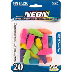 Bazic Products BAZIC Eraser Top, Latex Free Pencil Tops Erasers 20/Pack, Neon Color