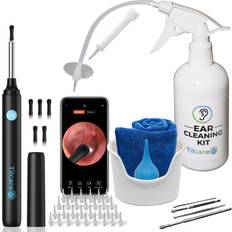 Ear Wax Removal Tool with Ear Camera by Tilcare Ear Irrigation Flushing System for Adults & Kids Perfect Ear Cleaning Kit Includes Basin, Syringe, Curette Kit, Towel and 30 Disposable Tips