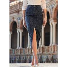 Sosandar Pinstripe Midi Denim Skirt