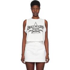 Balmain Débardeurs Balmain Western Print Cropped Tank Top - White