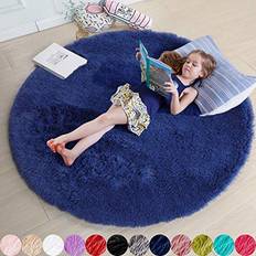 Amdrebio Navy Rug Bedroom,Fluffy Circle Blue