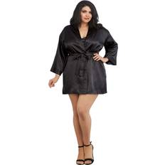 Black Nightgowns Dreamgirl Plus Women's Black Charmeuse Chemise and Robe Adult Lingerie Black 3X/4X