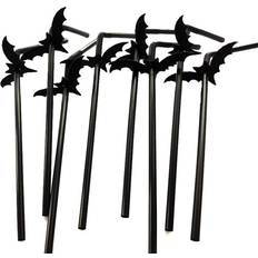 Straws Amosfun 50 Sets Bat Straws Plastic Straws for Drinking Halloween Party Supplies