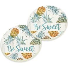 P. Graham Dunn Sweet Pineapples White 2.75 2.75 Absorbent Ceramic Car Pack of 2