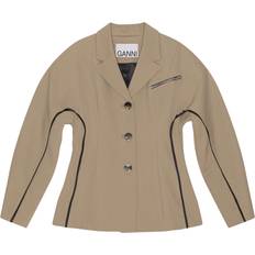 Ganni Kavajer Ganni Twill Suiting Curved Sleeve Blazer Dam Kavajer