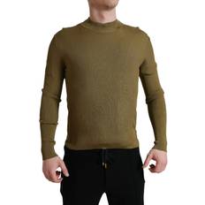 Dolce & Gabbana Woman Jumpers Dolce & Gabbana Army Green Viscose Crew Neck Men's Sweater