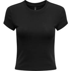 Dam - Natur T-shirts Only Onlelina S/S Oneck Short Top Jrs N Dam Kortärmade T-shirt - Svart